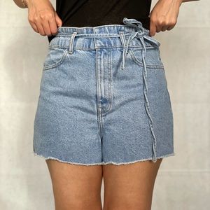 High rise denim shorts